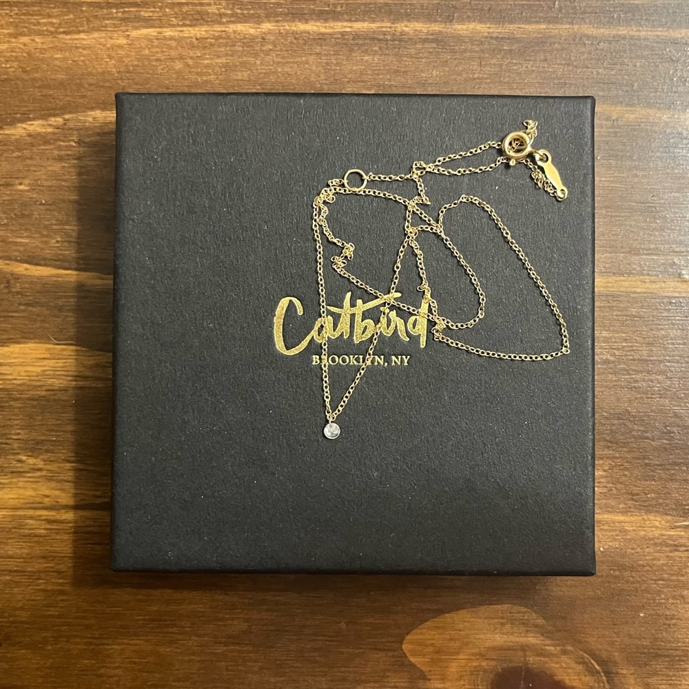 SALE Catbird 14k Yellow Gold Diamond Pinprick Necklace - Picture 3 of 7